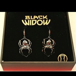 Marvel Comics Black Widow Spider Sterling Silver Earrings New NOS Box .9…